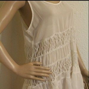 Charming Charlie sheer lace cream tank top blouse